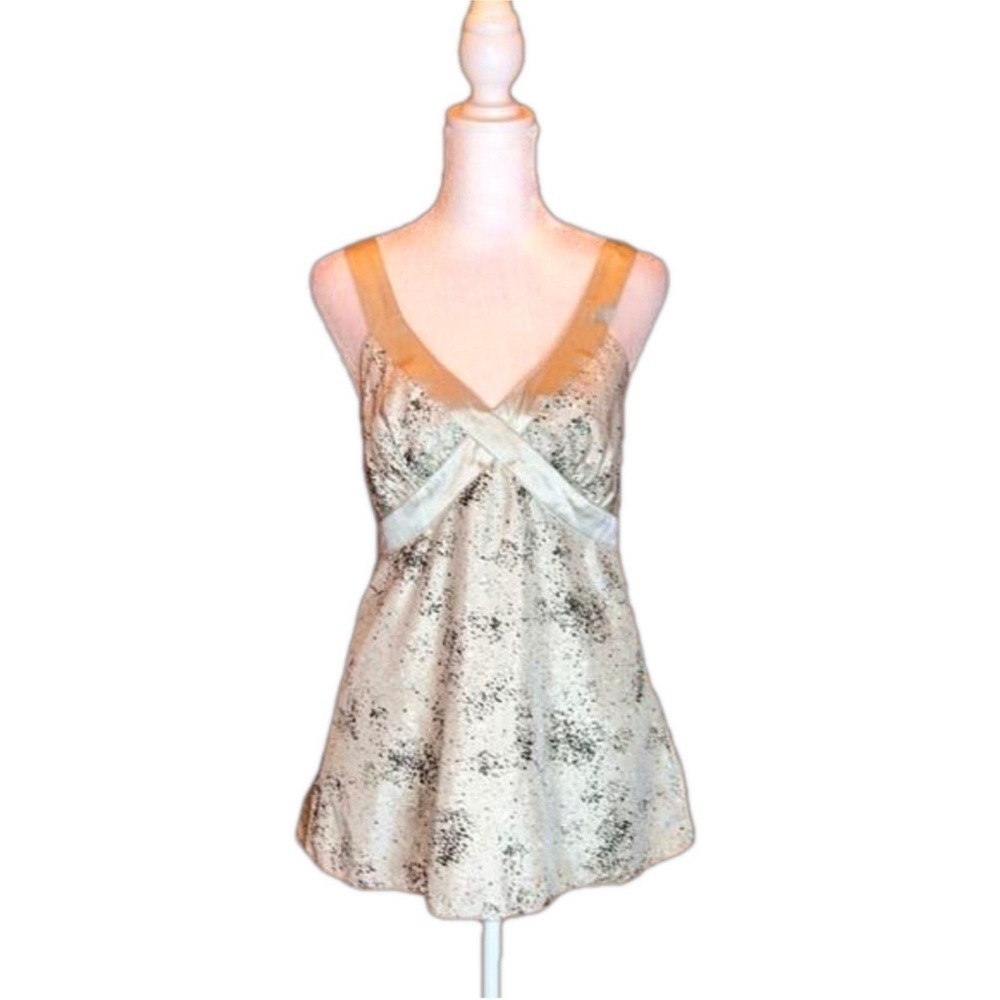 EXPRESS DESIGN STUDIO 100% Silk Shiny Gray with Black Print Tank Top Size S - Picture 3 of 7